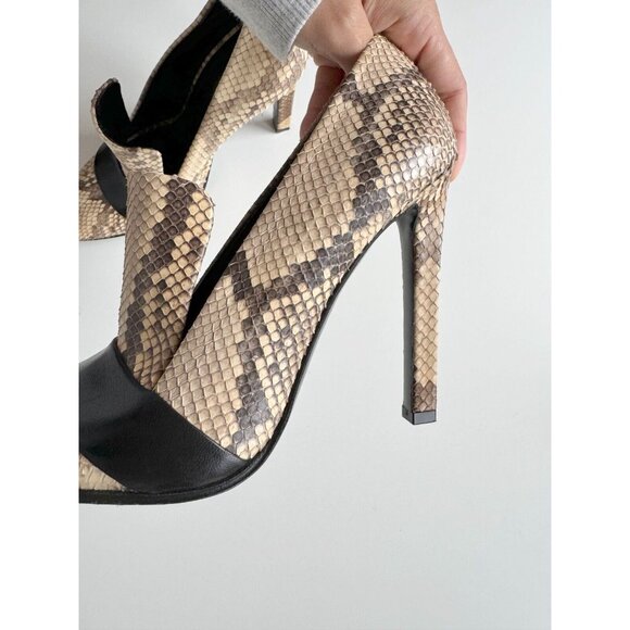 CELINE Phoebe Philo Snakeskin Black Leather High Heel Stiletto Pumps, Size 37.5 - Picture 8 of 16